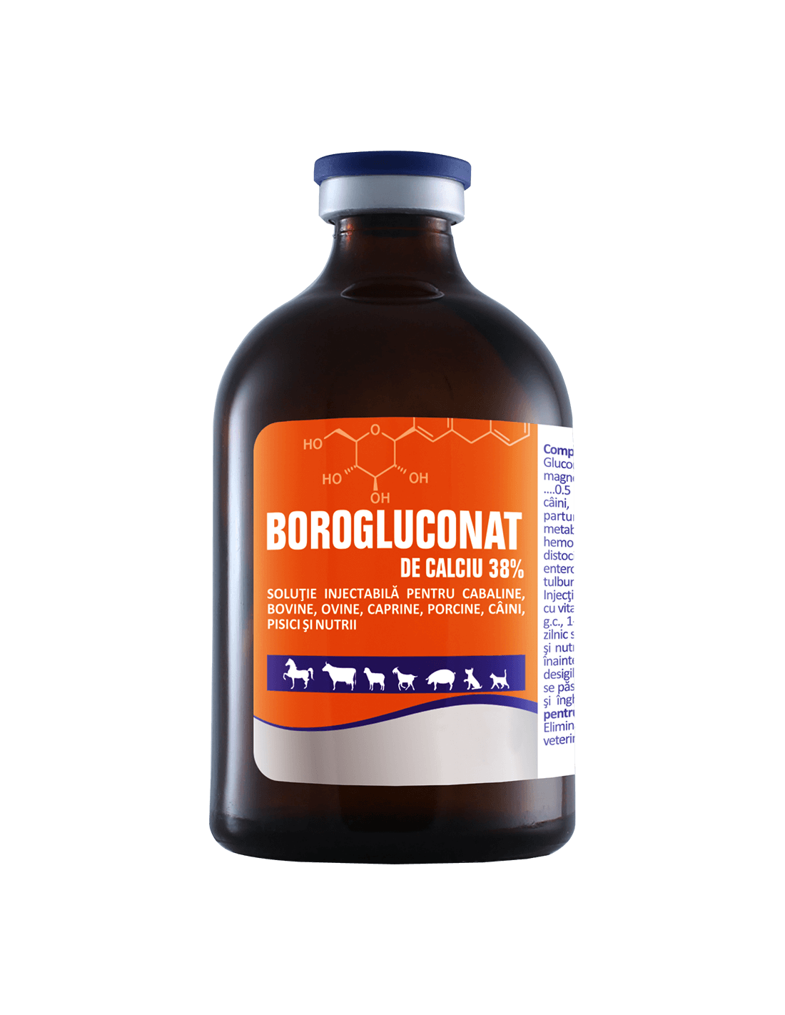 Borogluconate Calcium 38% Injectable Solution 500ml for livestock, promoting quick calcium absorption.