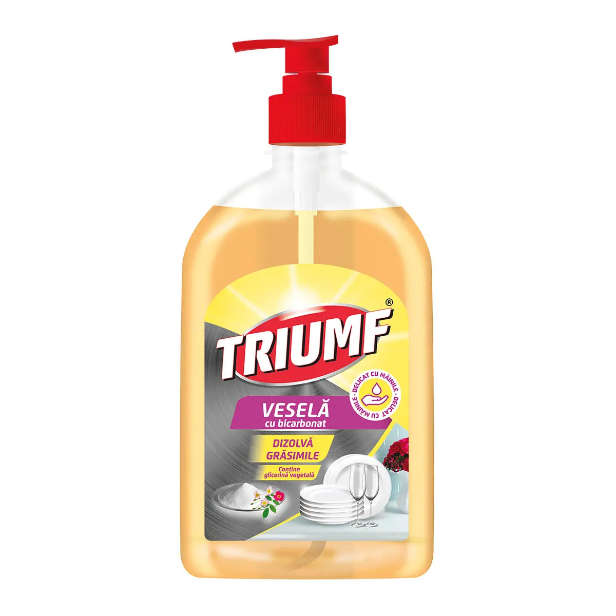 Detergent Vase Triumf cu Bicarbonat 500ml – Putere anti-grăsime