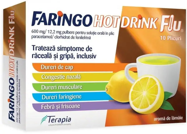 Faringo Hot Drink Flu 10 plicuri – confort în sezonul rece