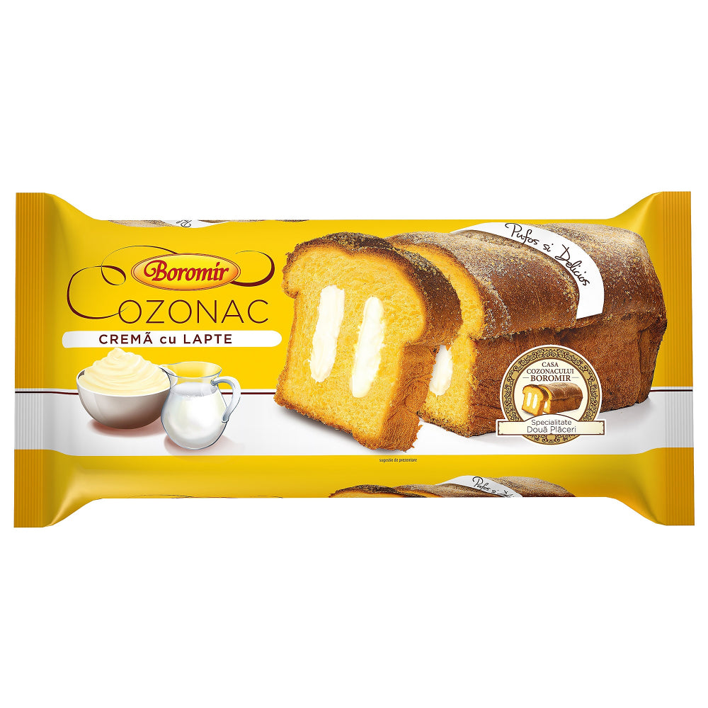 Cozonac Boromir Cremă de Lapte 450g – Gust pufos