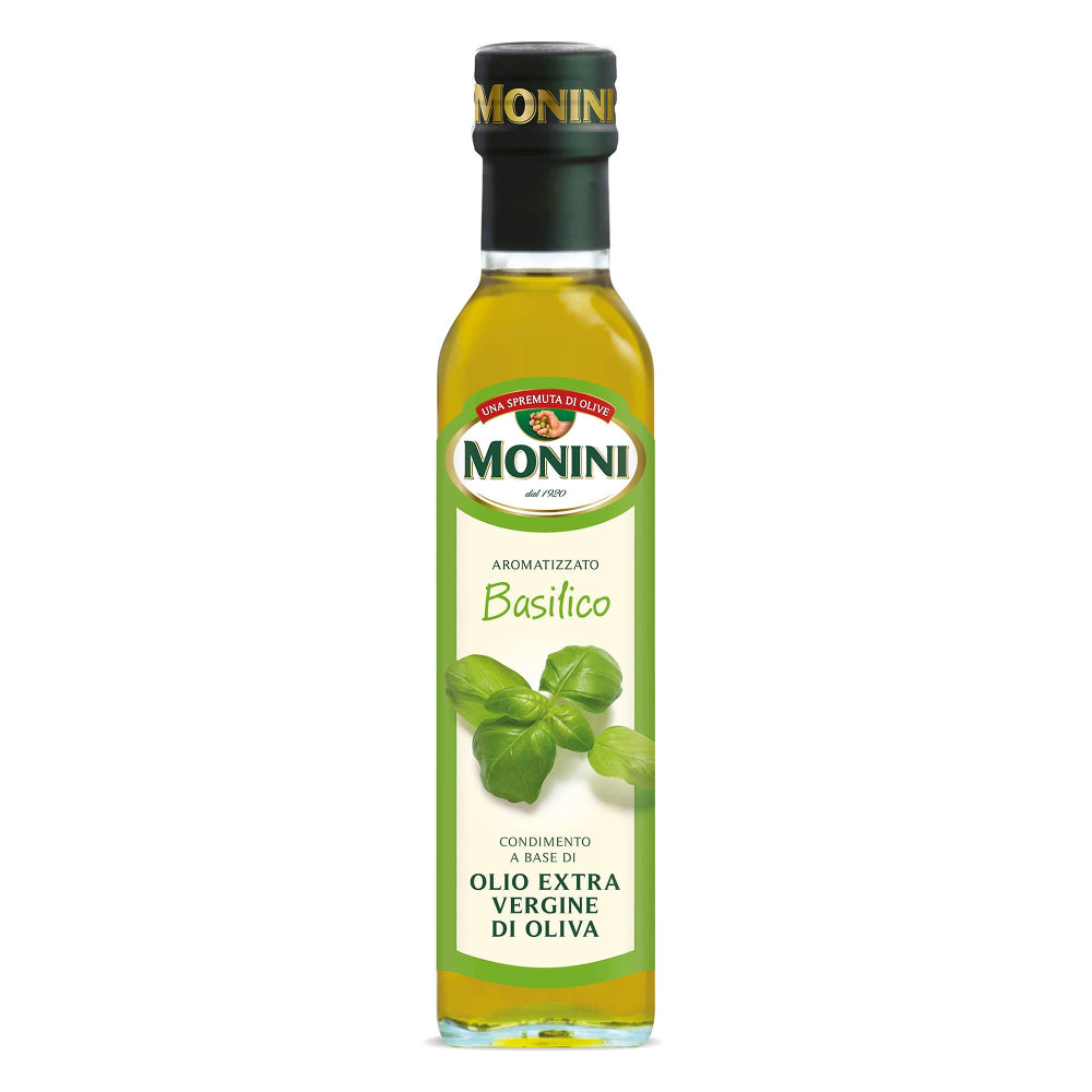 Ulei măsline Monini cu busuioc 250ml – aromă mediteraneană