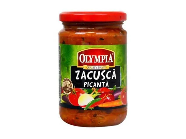 Zacuscă Picantă de Vinete Olympia 295g – Delicioasă