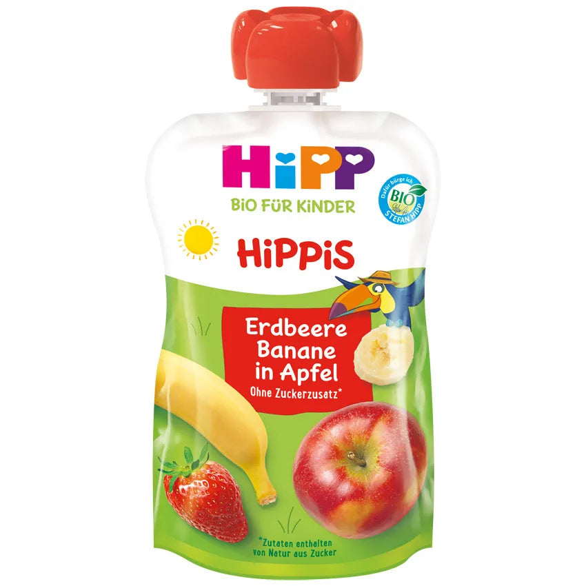 Hipp Hippis Piure măr, căpșuni, banană 100g – Natural
