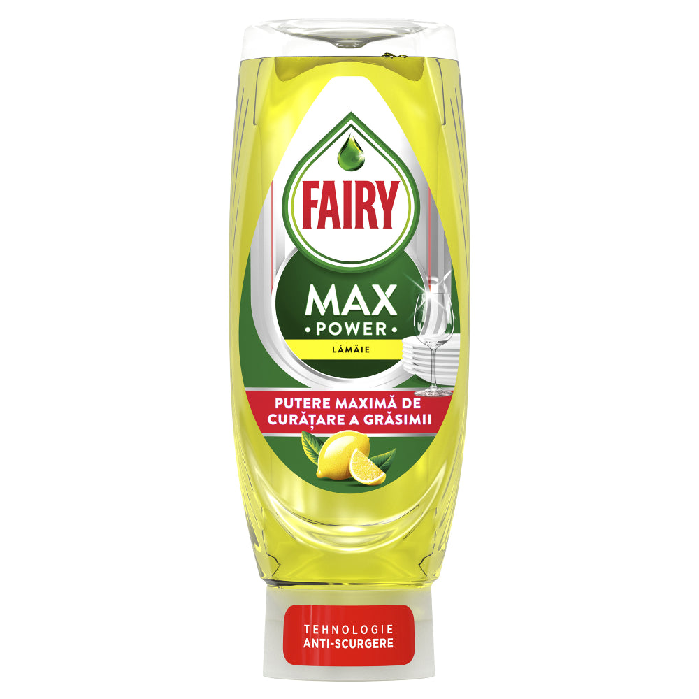 Detergent vase Fairy MaxPower Lemon 545ml – Curățare rapidă