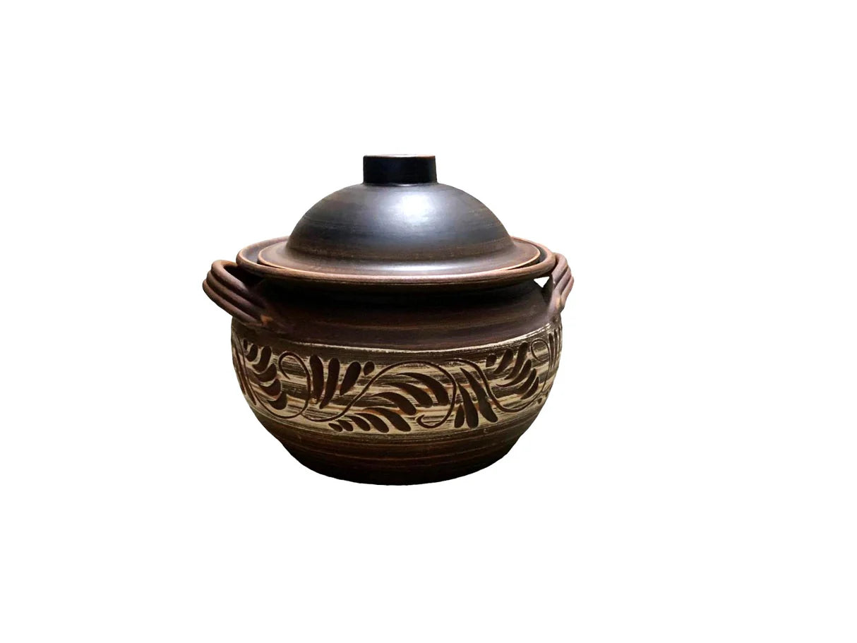 3L Red Clay Pot with Lid and Handles – Ideal for the Oven