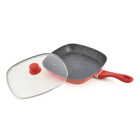 GRILL COOKING BY HEINNER ORANGE GRAYS PAN WITH LID, ALUMINIUM 28x4cm - MAYONAL STORE
