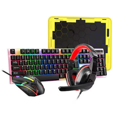 Kinsi 4-in-1 Gaming Kit – RGB Keyboard, Headphones, Mouse & Mousepad - MAYONAL STORE