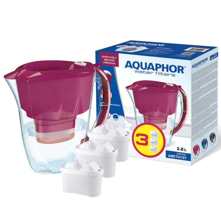 Aquaphor Amethyst Filter Mug – Red with 3 Filters - MAYONAL STORE