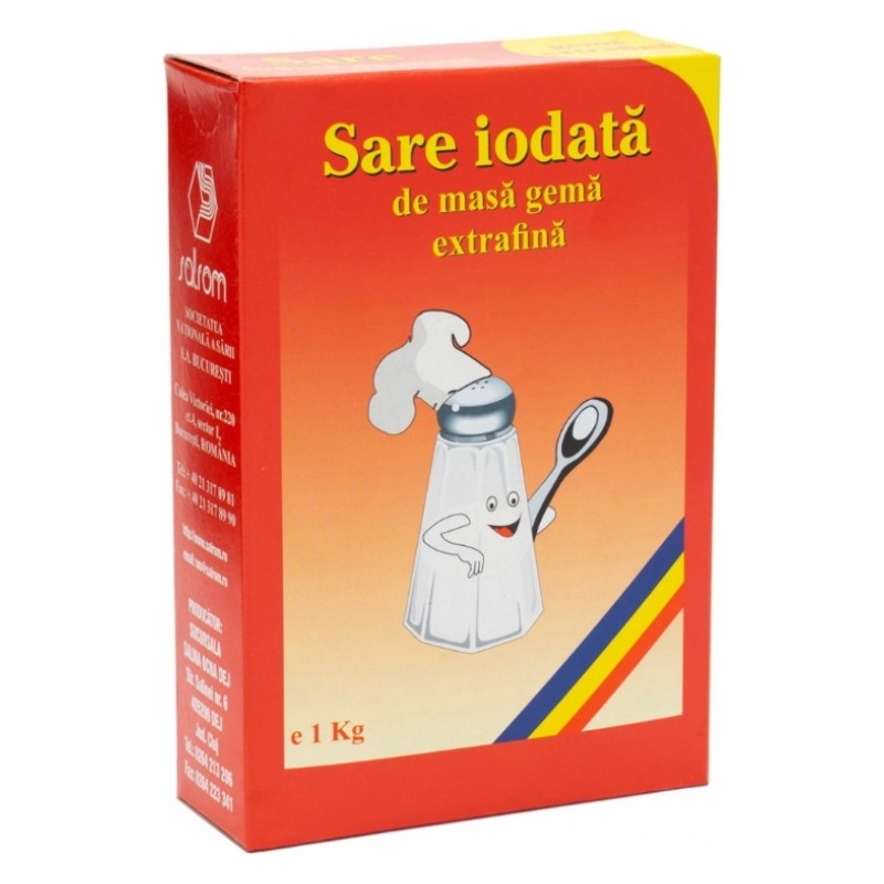 Salrom Sare Iodată Extra 1kg – Pură și Fină